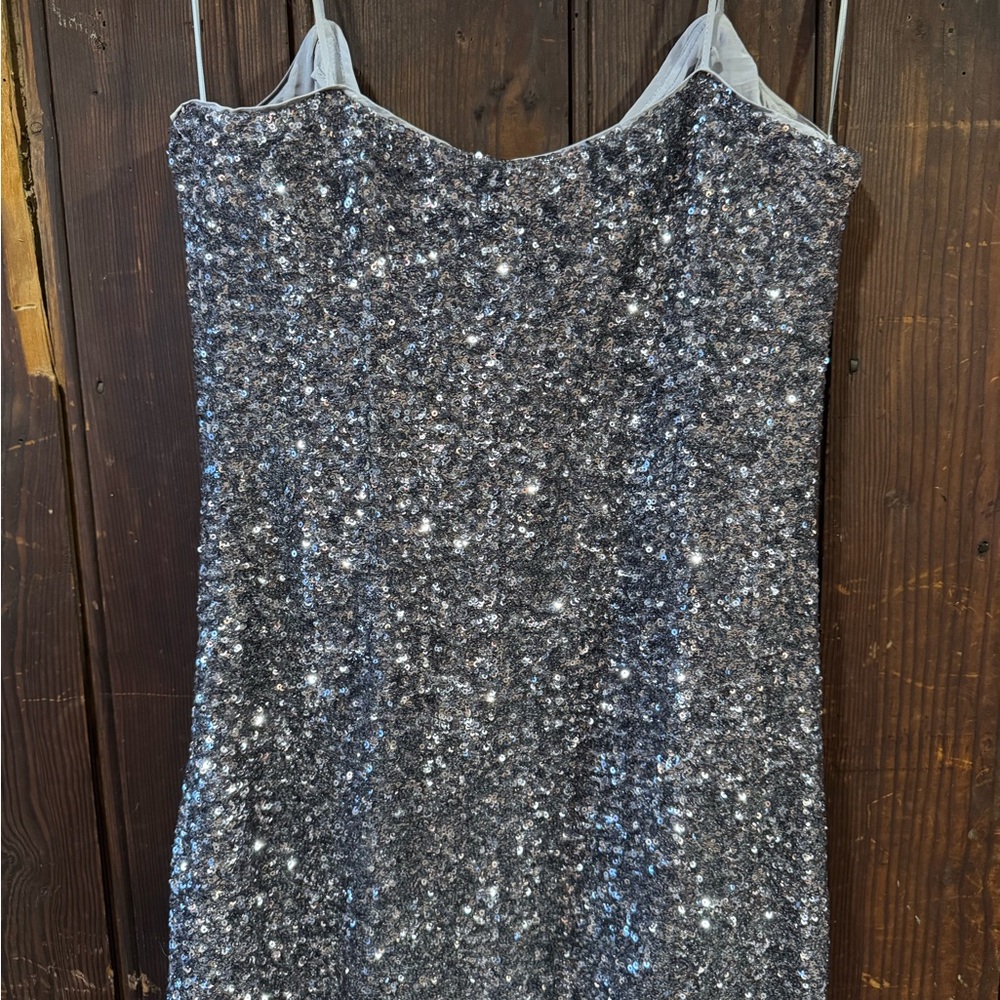 J Crew Silver Sequin floor length slip dress Size 6 - Picture 8 of 9